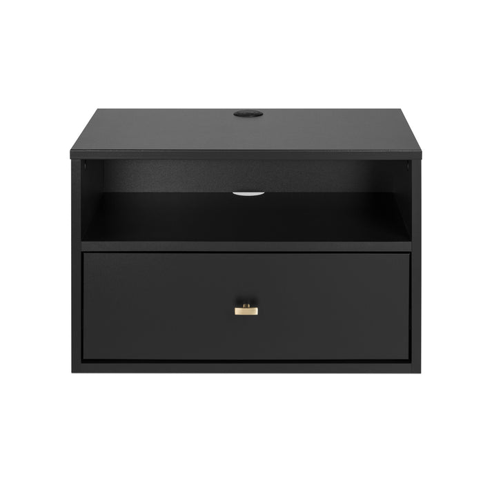 1-drawer Floating Nightstand - Black