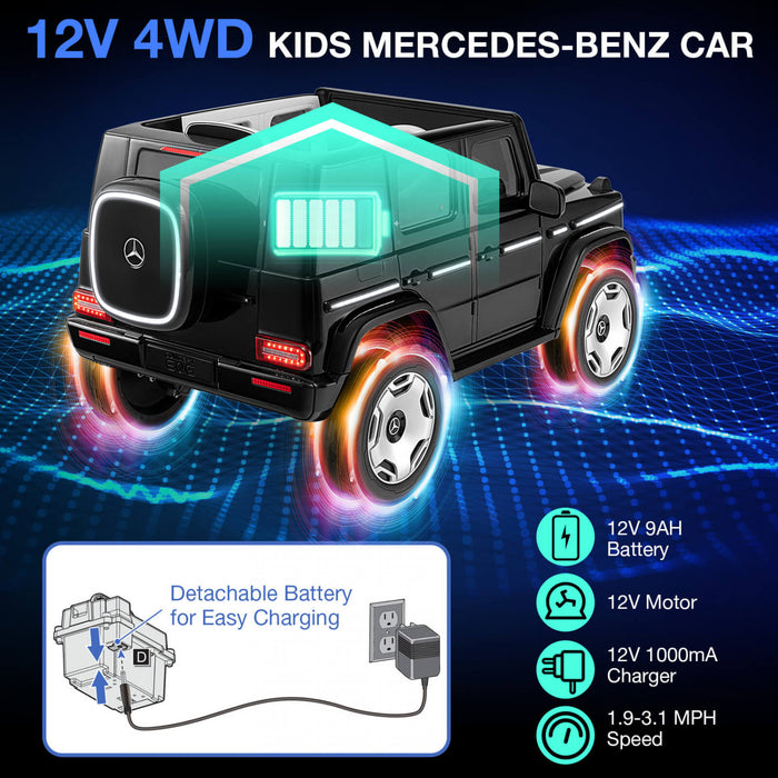 Costway Licensed Mercedes-benz Eqg Kids Ride On Car With Remote Control Detachable Battery Black