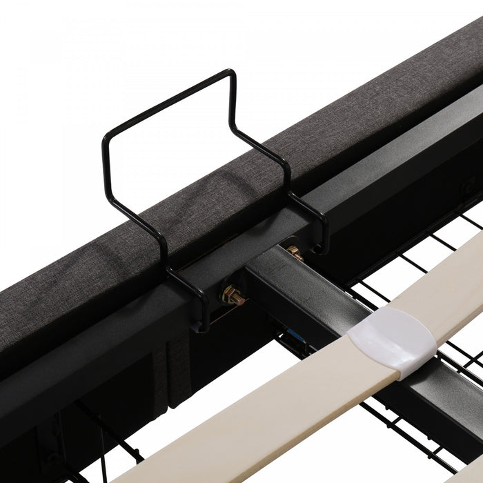 Kelly Upholstered Hydraulic Storage Bed with LED Lighting Headboard and Built-in Drawers,Queen Size,Grey Queen Bed