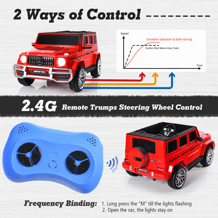 Costway 12v 2 Seats Kids Ride On Car Licensed Mercedes Benz G63 W/ Remote Control Red