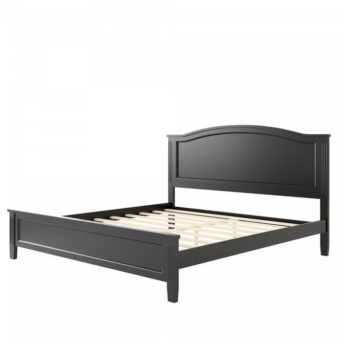 Benson Queen Size Solid Wood Platform Bed with Stylish Headboard, Black