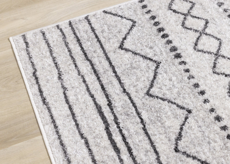 Emmett Cream Grey Tribal Inspired Frieze Rug, 7'10\" x 10'6\" Indoor Area Rug