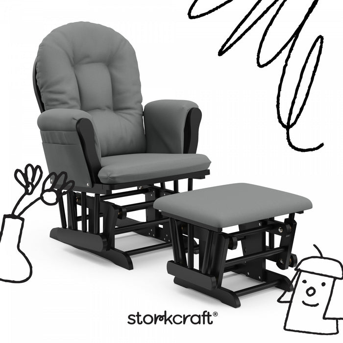 Storkcraft Hoop Glider and Ottoman - Black/Gray