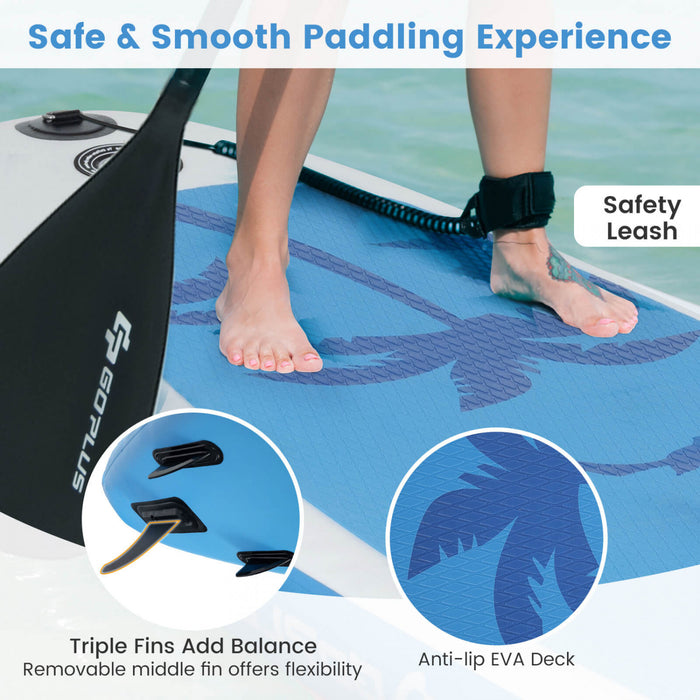 Goplus Small Inflatable Sup Board, Portable Paddle Board With 5d Rings Stand Up Paddle Board For Youth & Adult Blue
