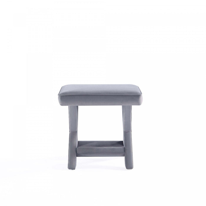 Abigail Mid-Century Modern Upholstered Velvet Accent Bench in Gray
