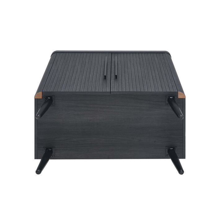 Jodie Mid-Century Modern 31\" Fluted Accent Cabinet in Charcoal Gray