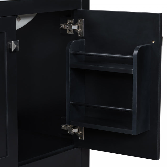 Madeline 60 Inch Double Sink Bathroom Vanity with Ceramic Basins and Smart Storage，Black