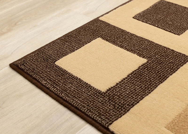 Florence Brown Beige Layered Squares Rug, 7'9\" x 10'6\" Indoor Area Rug