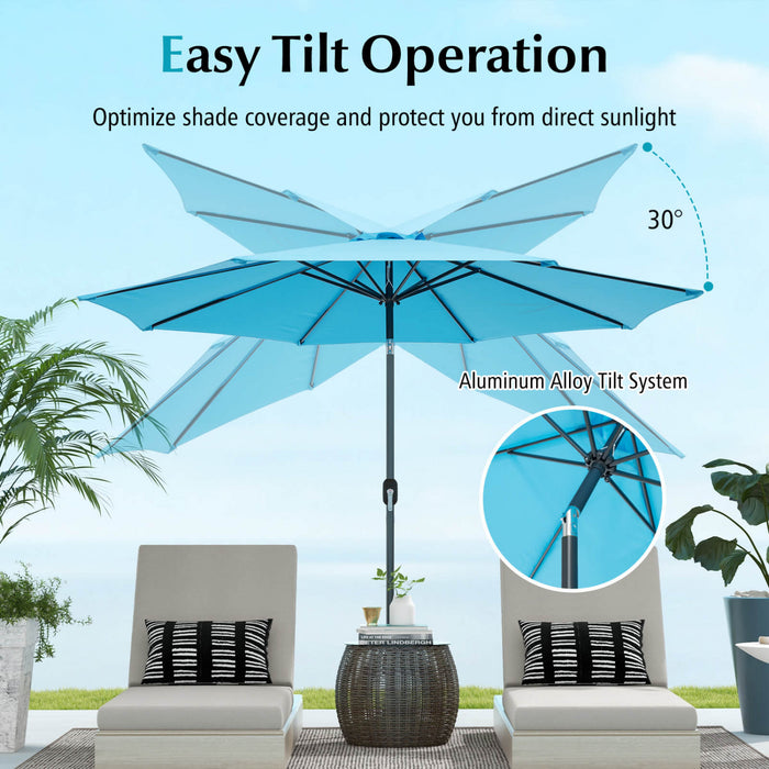 Costway 10FT Patio Umbrella Sunshade Market Steel Tilt with Tilt Mechanism Crank Handle