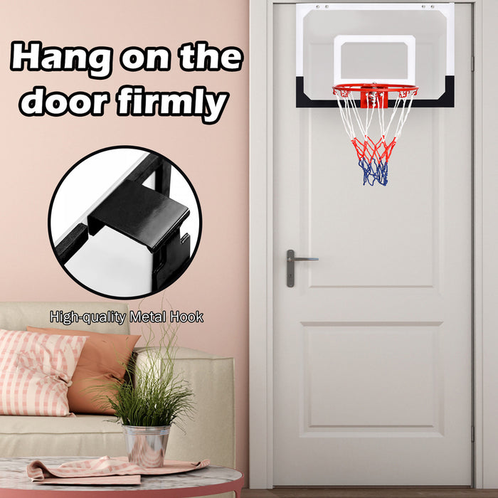 Costway Over-the-door Mini Basketball Hoop Includes Basketball & Hand Pump 2 Nets Indoor Sports