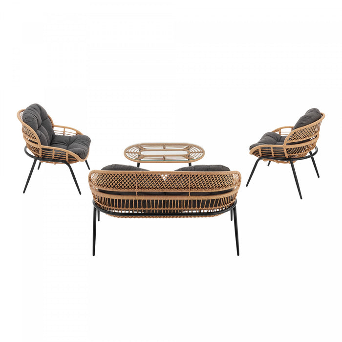 Pine Modern 4-Piece Conversation Set in Gray Patio Seating Package