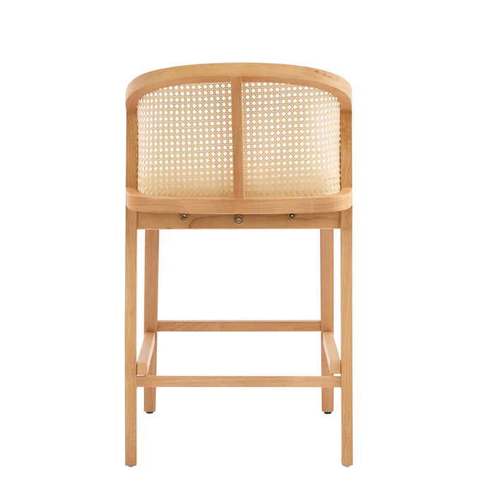 Tatti Rubber Wood Counter Stools with Cane Back Set of 2,Beige