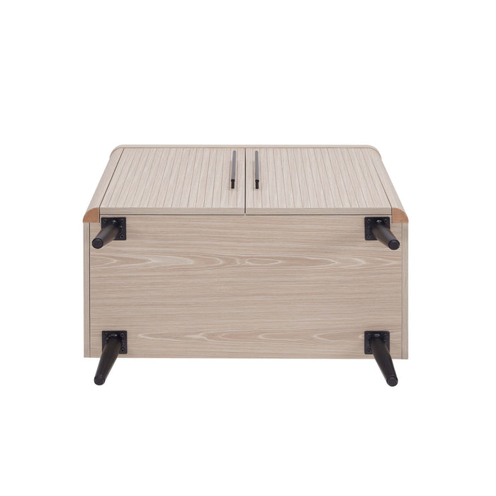 Jodie Mid-Century Modern 31\" Fluted Accent Cabinet in Whitewashed Oak