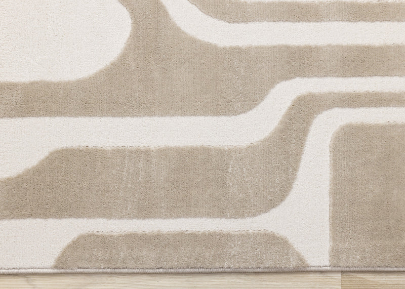 Leopold Modern Mid-Century Beige Cream Area Rug - 6'7\" x 9'6\"