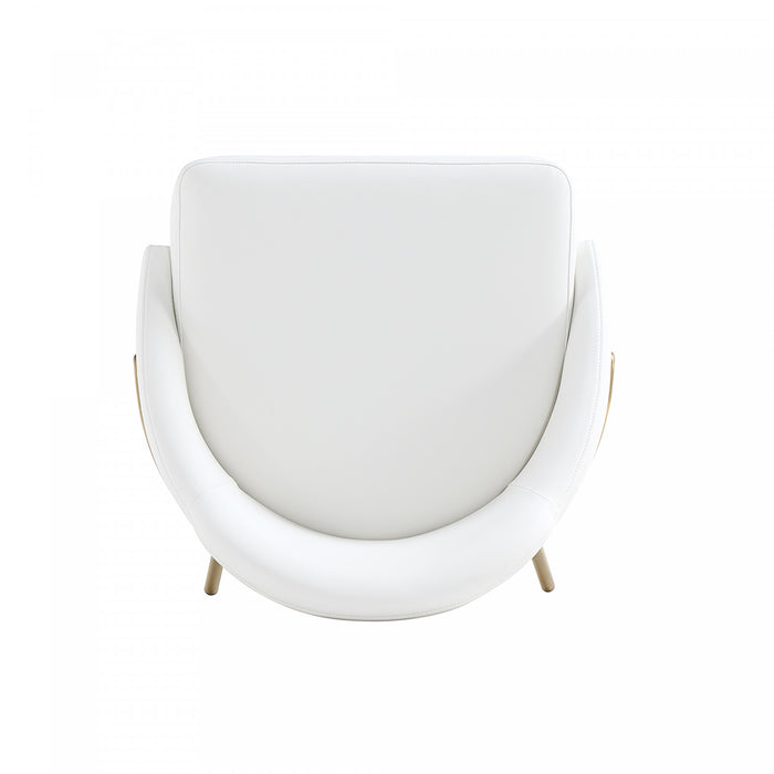 Gracie Modern Metal Upholstered Counter Stool in White and Gold Armoire