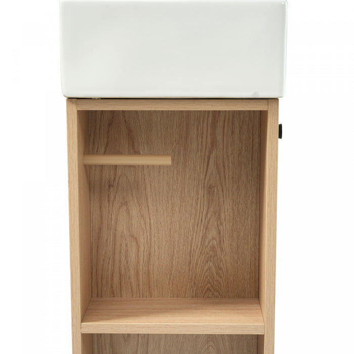 Aveline Modern Bathroom Vanity with Ceramic Sink Combo and Smart Storage, Natural