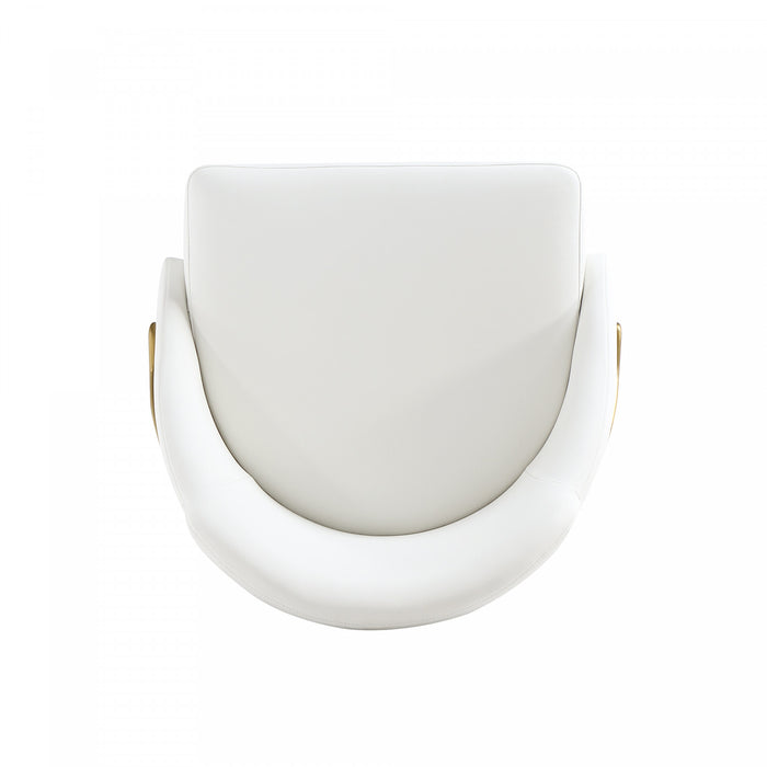 Gracie Modern Vegan Leather Metal Dining Chair in White and Gold - Set of 2