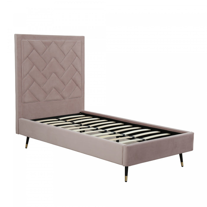 Crosby Modern Upholstered Velvet Twin Bed in Blush