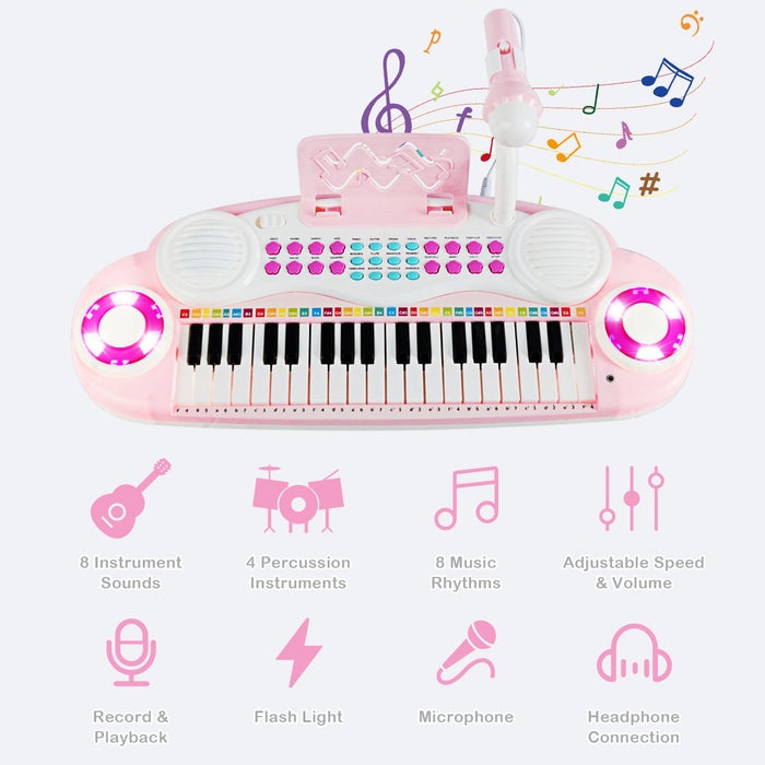 Costway 37-Key Keyboard Piano Electronic Musical Instrument Pink