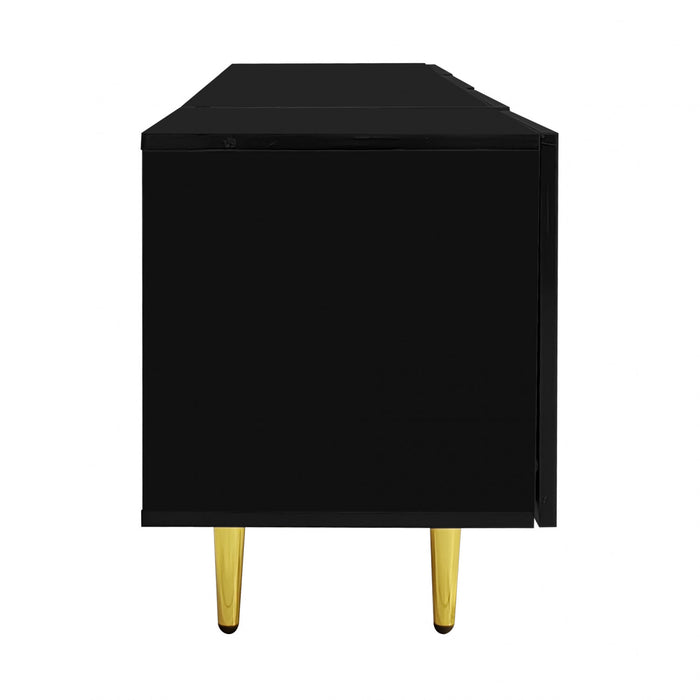 Frances Modern Tv Stand With 4 Doors,high-gloss Black Tv Stand