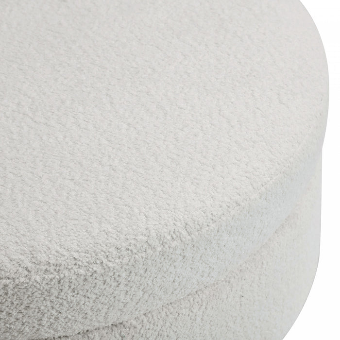 Sophia Round Storage Ottoman Coffee Table with Tufted Upholstery - White