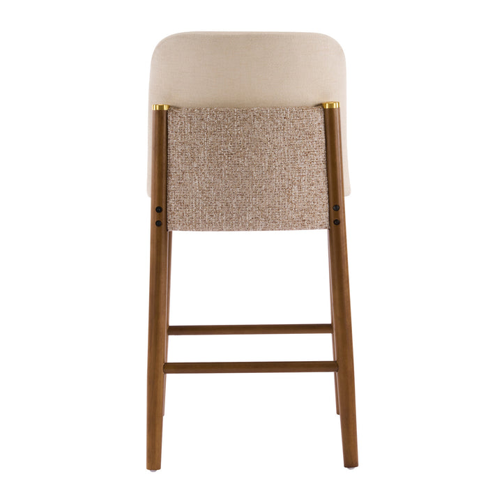 Lois Rubber Wood Counter Stool Set of 4 with Upholstered Seat and Footrest,Beige