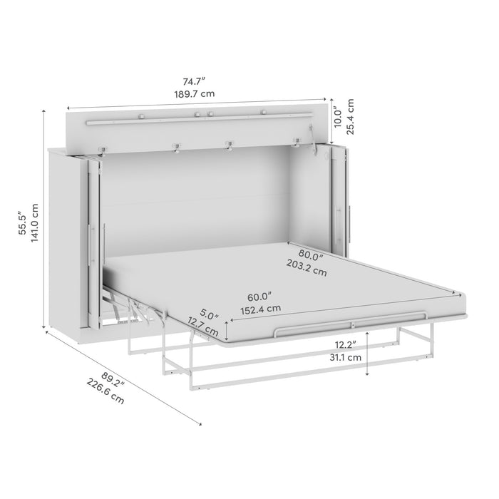 Bestar Pur 69 W Full Cabinet Bed with Mattress - Bark Grey