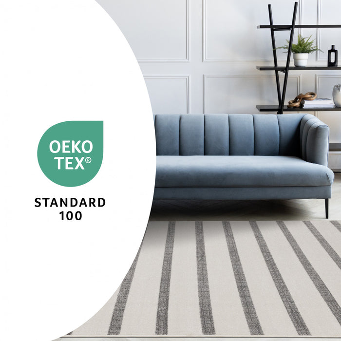 Covington Grey White Striped Rug, 5'3\" x 7'7\" Indoor Area Rug