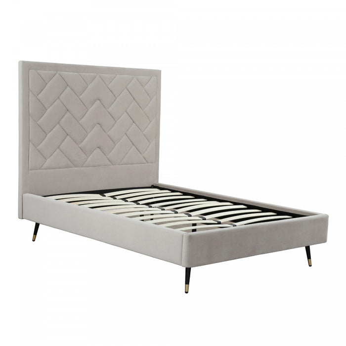 Crosby Modern Upholstered Velvet Full Bed in Greige