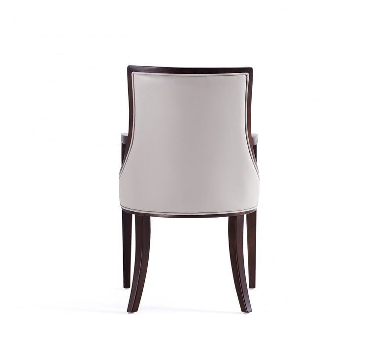 Grand Traditional Wood Upholstered Armchair in Light Gray - Set of 2 Dining Chair