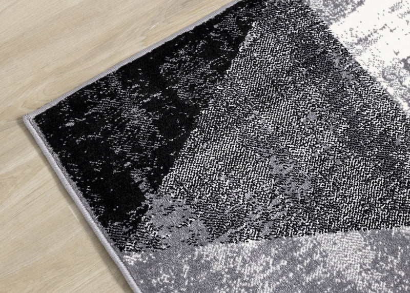 Covington Black White Grey Distressed Geometric Triangle Rug, 5'3\" x 7'7\" Indoor Area Rug