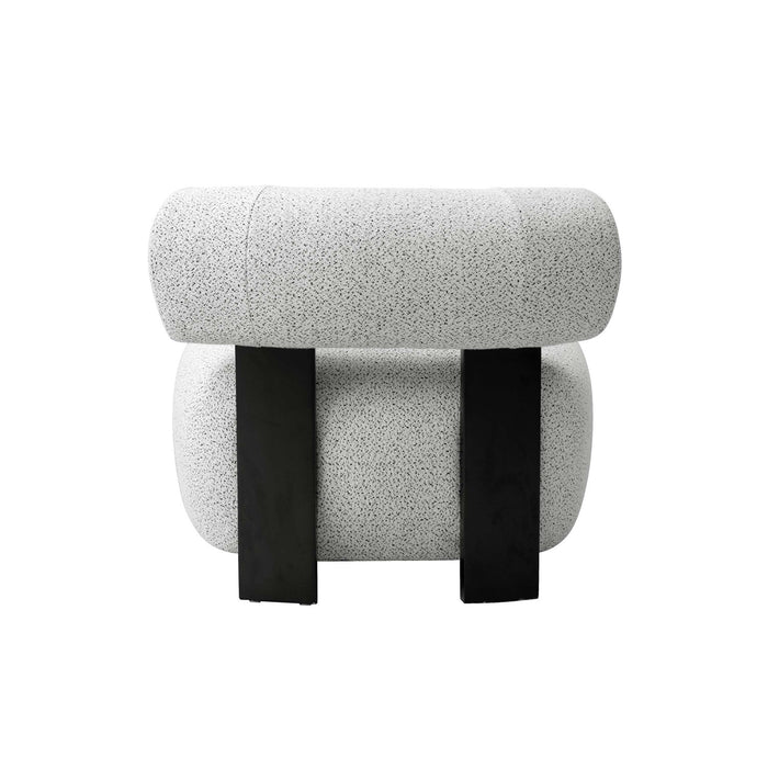 Bartow Mid-Century Modern Upholstered Lounge Chair in Ivory Multi