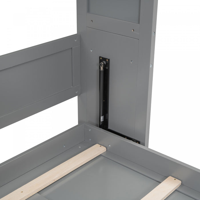 Jocelyn Space-saving Full Murphy Bed With Shelves - Grey