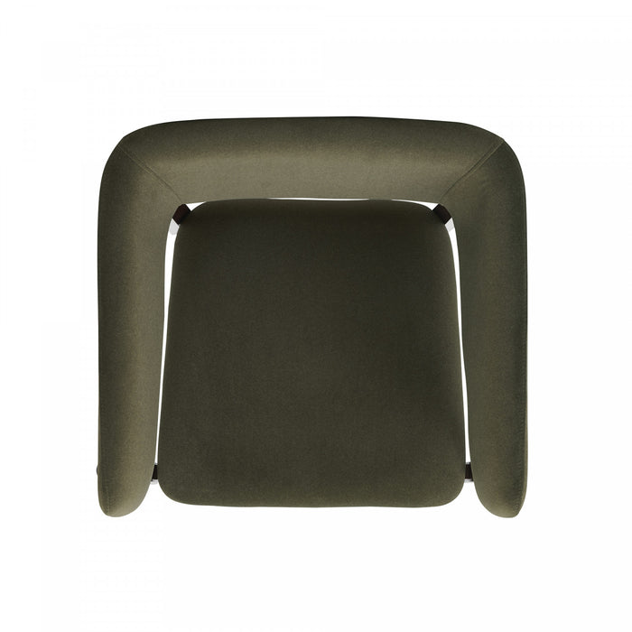 Blake Modern Faux Mohair Wood Armchair in Green - Set of 2 Dining Chair
