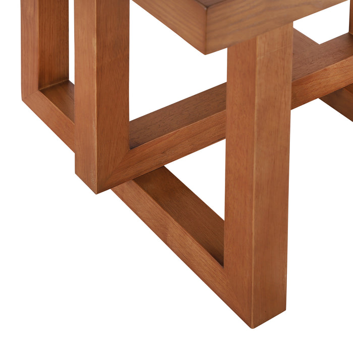 Ethan Rustic Solid Rubberwood End Table,Beige