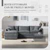 Nimbus 103 Inch Chenille Modular Sectional Sofa with Ottoman and Double Cushions, Dark Gray | Nimbus Canape Sectionnel Modulaire en Chenille 103 po avec Ottoman et Double Coussin, Gris Fonce