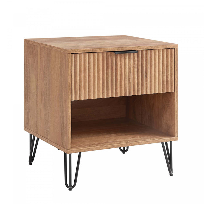 Dumbo Modern 20\" Fluted Nightstand in Golden Brown (1-Drawer)