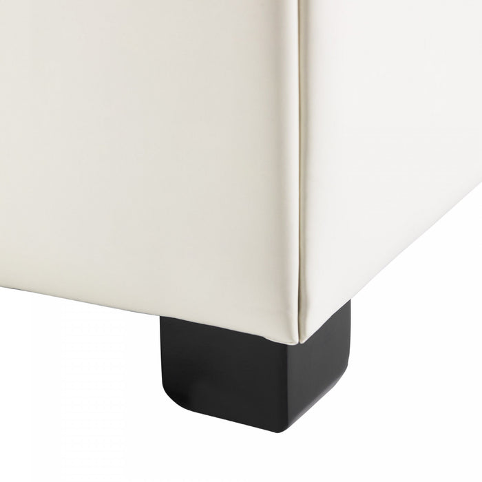 Liam 34.25\" Large Square Faux Leather Ottoman Coffee Table with Storage,Beige