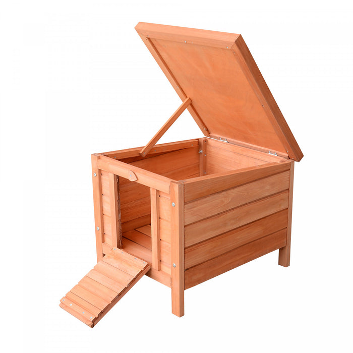 Pawhut 20\"x16.5\"x17\" Wooden Rabbit Hutch Small Animal House Bunny Guinea Pig Pet Cage Coop Cat Shelter Orange