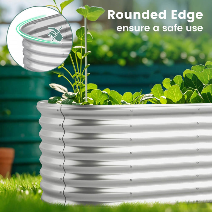Costway 2 Pcs Raised Garden Bed Kit Planter Raised Garden Boxes Outdoor 65\" X 32\" X 24\" Silver