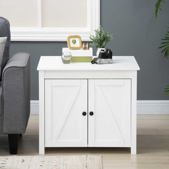 Pawhut Cat Litter Box Enclosure With Openable Top, Cat Washroom Storage Side Table With Double Doors, Zinc Alloy Handles, For Indoor Use, White