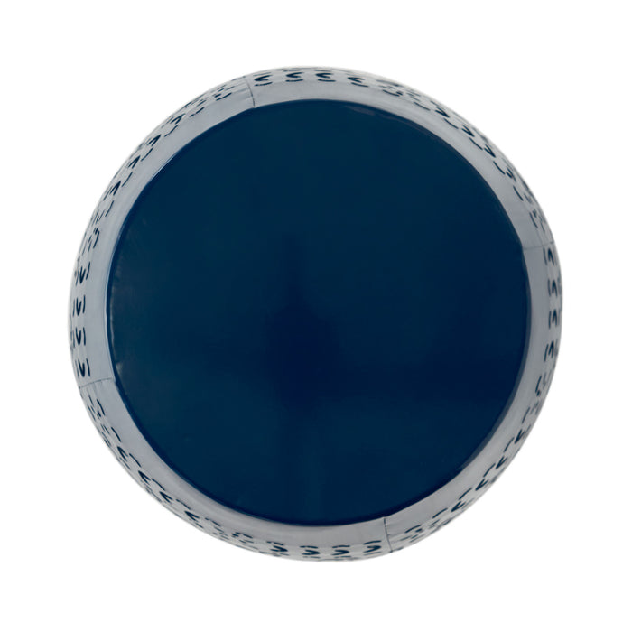 Phoenix Indoor 12\" Barrel Shape Iron Side Table With Lace-cut Design, Navy Blue