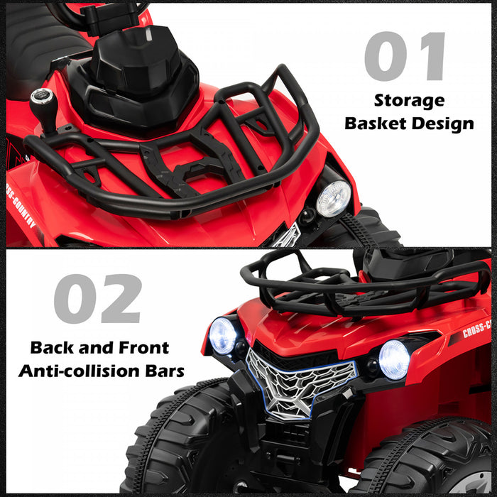 Costway 12v Kids Ride On Atv Electric 4-wheeler Quad 2 Speeds W/ Mp3 & Headlights Red
