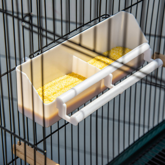 Pawhut 55.1\" 2 In 1 Bird Cage Aviary Parakeet House For Finches, Budgies With Wheels, Slide-out Trays, Wood Perch, Food Containers, Green