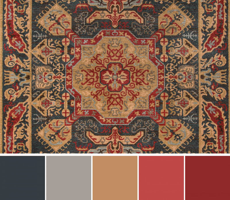 Sofia Traditional 2'3\" x 7'6\" Runner Rug in Blue Indoor Area Rug