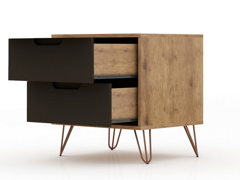 Rockefeller Mid-Century Modern 20\" Nightstand in Gray (2-Drawer) - Set of 2