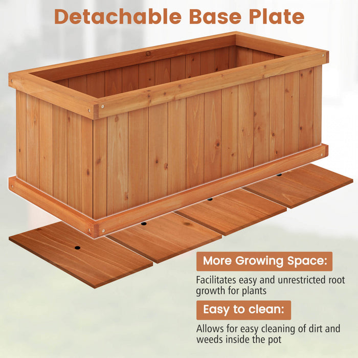 Costway Raised Garden Bed Fir Wood Rectangle Planter Box With Drainage Holes Orange