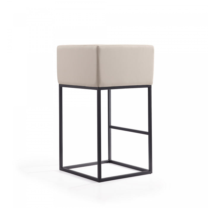 Embassy Mid-Century Modern Metal Upholstered Barstool in Cream - Set of 2