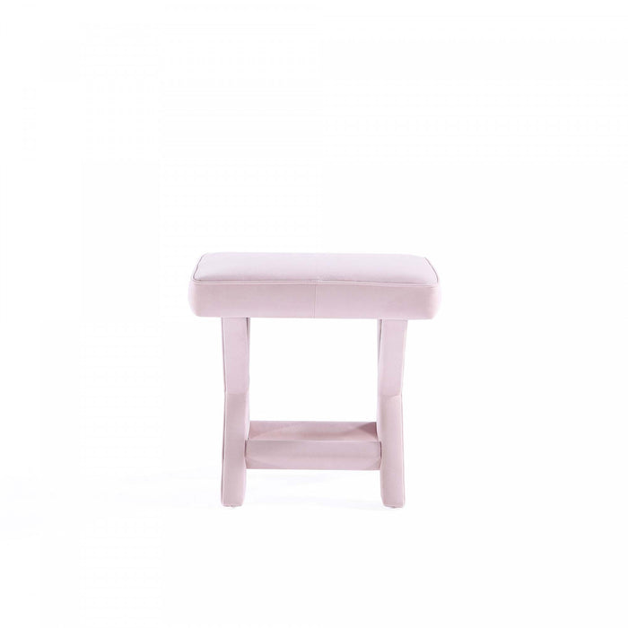 Abigail Mid-Century Modern Upholstered Velvet Accent Bench in Pink