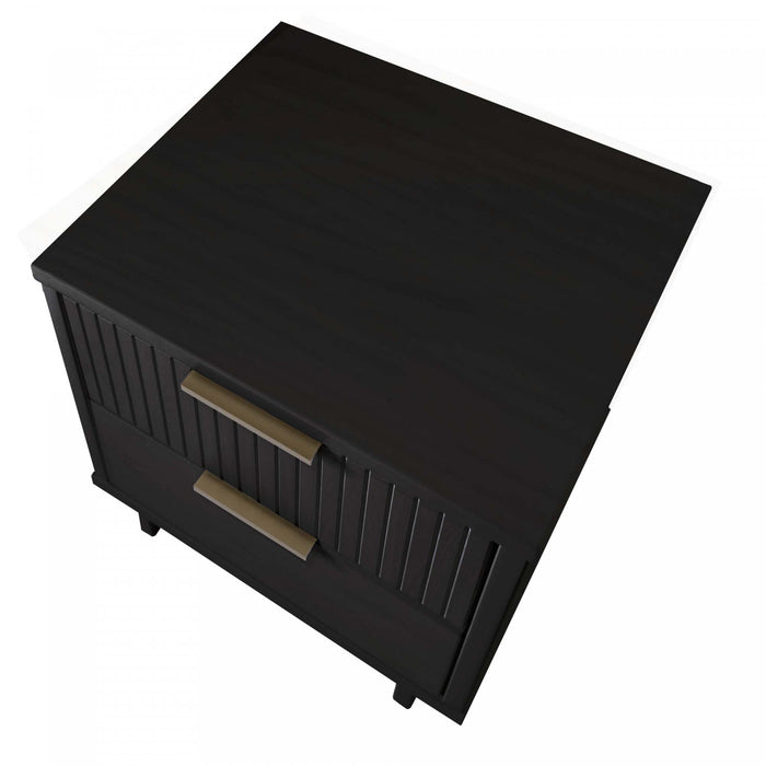 Granville Modern 18\" Nightstand in Black (2-Drawer) - Set of 2